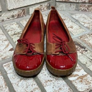 Cole Haan Nike Air Red Tali Rain Ballet Flat Shoes Patent Red